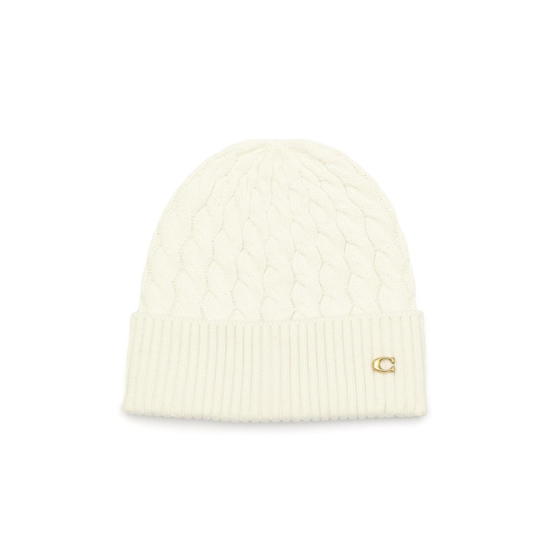 Coach Men's Cable Beanie, Chalk