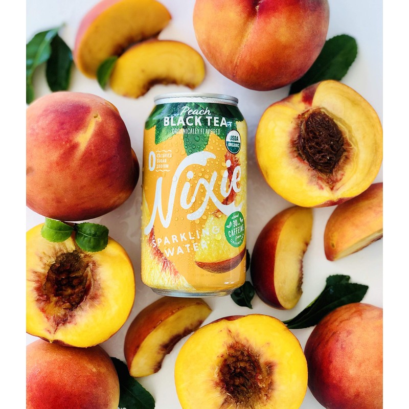 Nixie Sparkling Water, Peach Black Tea, Lightly Caffeinated (30mg) |