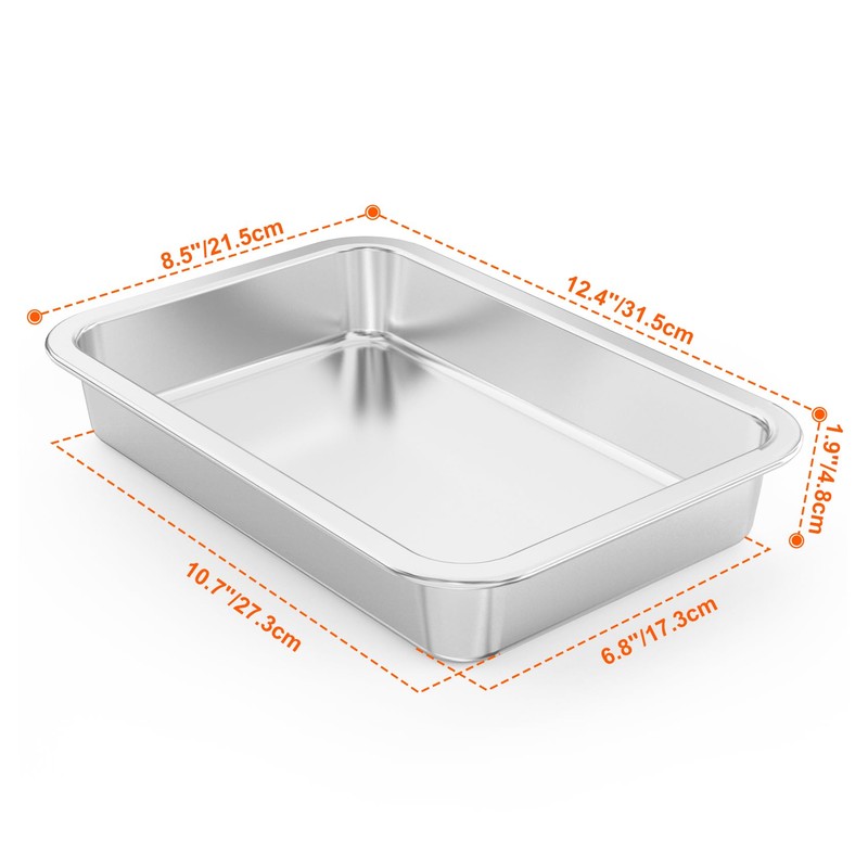 Onlyfire Non-Stick Deep Roasting Tin, Stainless Steel Roasting Tray for