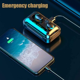 HEJTRHLO Wireless Headphones Bluetooth 5.1 with Microphone, IPX7 Waterproof Wireless Sports Headphones with ENC Noise Cancelling for Android and iOS (Black)