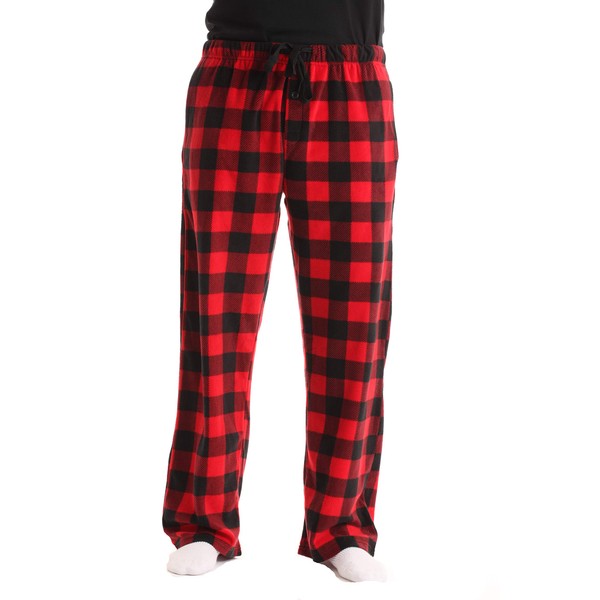 #FollowMe 45902-1A-L Polar Fleece Pajama Pants for Men/Sleepwear/PJs, Red Buffalo Plaid, Large