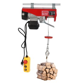 Gdrasuya10 Electric Hoist 551lbs Electric Winch 110V Electric Lift Wired Remote Control Professional Electric Hoist with 2 Lifting Straps Hook for Lifting in Building, Construction Site, Red