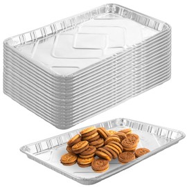 LDXDRU 25 Pack Disposable Cookie Sheets, 16.1 x 10.2 Inch Aluminum Baking Sheets, Heavy Duty Baking Trays for Oven, Foil Trays for Home Bake, Dishwasher Safe, Sliver