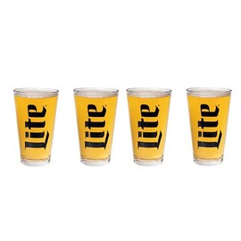 Miller Lite Signature Pint Glass - 16 Ounces - Set of 4