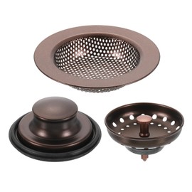 uxcell 9 Pcs Kitchen Sink Drain Strainer Red Bronze, Stainless Steel Kitchen Sink Strainer and Stopper, Anti-Clogging Basket with Handle, for Most Kitchen Sink Strainer Replacement
