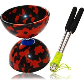 Red Black Jester Diabolo + Aluminium metal handsticks + Pro-string
