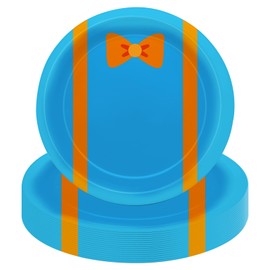 48PCS Orange Blue English Teacher Birthday Party Paper Plates Supplies Decorations