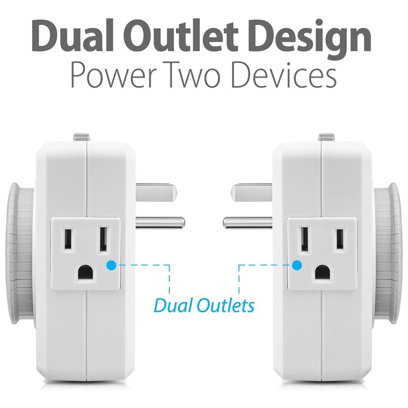 Fosmon Outlet Timers for Electrical Outlets, 24-Hour Dual Plug in