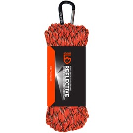 GEAR AID 550 Paracord and Carabiner, 7 Strand Utility Cord for Camping and Survival, Orange Reflective, 100 ft