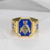 IFUAQZ Men's Stainless Steel Gold Plated Freemason Symbol Masonic Rings