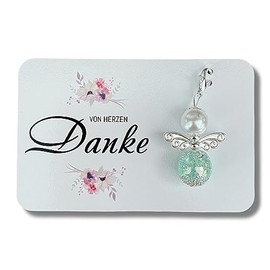 Danke von Herzen Karte Schutzengel Kärtchen als kleines Dankeschön (Engel grün)