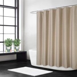 CAROMIO Extra Long Shower Curtain 96 Inches Length, Flax Linen Like 240GSM Heavy Weight Fabric Shower Curtain with Hooks Hotel Luxury Washable, Taupe, 72x96 Inch