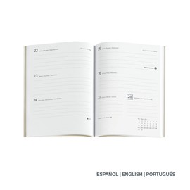 Miquelrius - 2024 Week to View Diary Journal Size 122 x 168 mm Flexible Faux Leather Stitched Cover Spanish, English and Portuguese Red