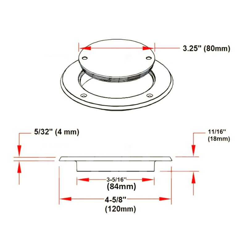 Deck Hatch Cover Marine Grade Stainless Steel 316 Round Deck
