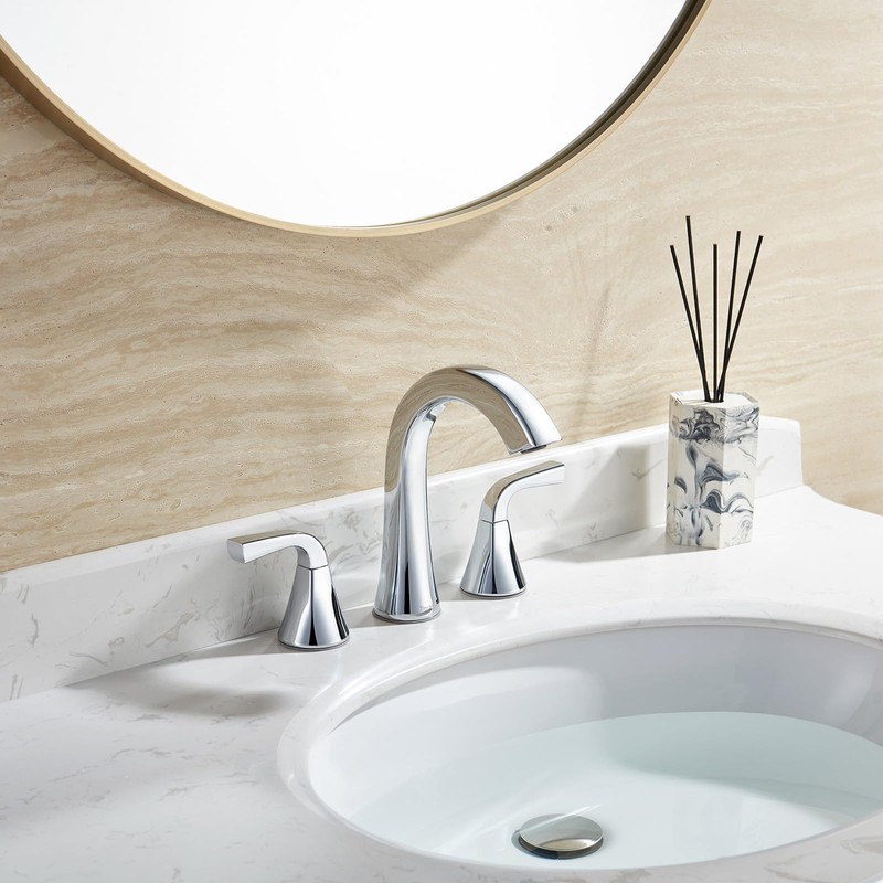 Bathroom Faucet for Sink 3 Hole, Chrome 8 Inch Widespread
