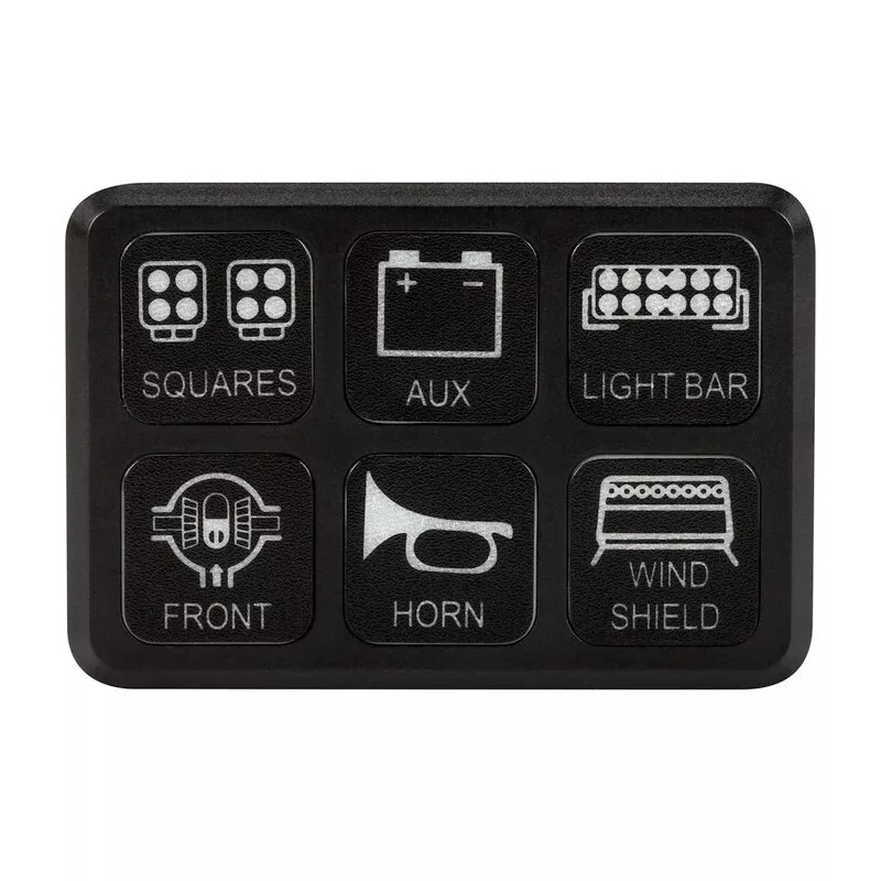 Pilot Automotive Bully Universal Push Butto 6 Gang LED Switch