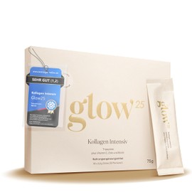 Glow25® Collagen Intensive [30 Sticks] - with Tripeptides, Vitamin C, Zinc and Biotin - Premium Collagen Hydrolysate - Peptides Type 1 and 3 - Good Solubility