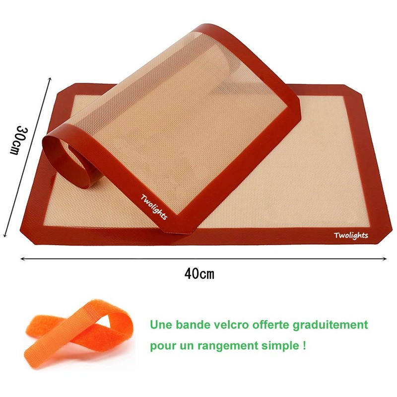 Twolights Backmatte aus Silikon, Anti-Haft, Backpapier, ohne BPA, 40 x