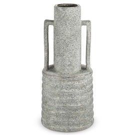 Hollyone Large Vintage Ceramic Vase with 2 Handles, 15.6" Tall Gold-Toned Antique Rustic Decorative Floral Grey Vases for Flowers Home Table Centerpiece Shelf Living Room Entryway Farmhouse Decor