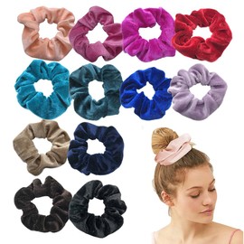 Silk Hair Scrunchies for Women, 12 Pieces Hair Scrunchies, Satin Elastic Soft Hair Ties, Soft and Silky Hair Ties Scrunchy Hair Bands for Girls and Ladies