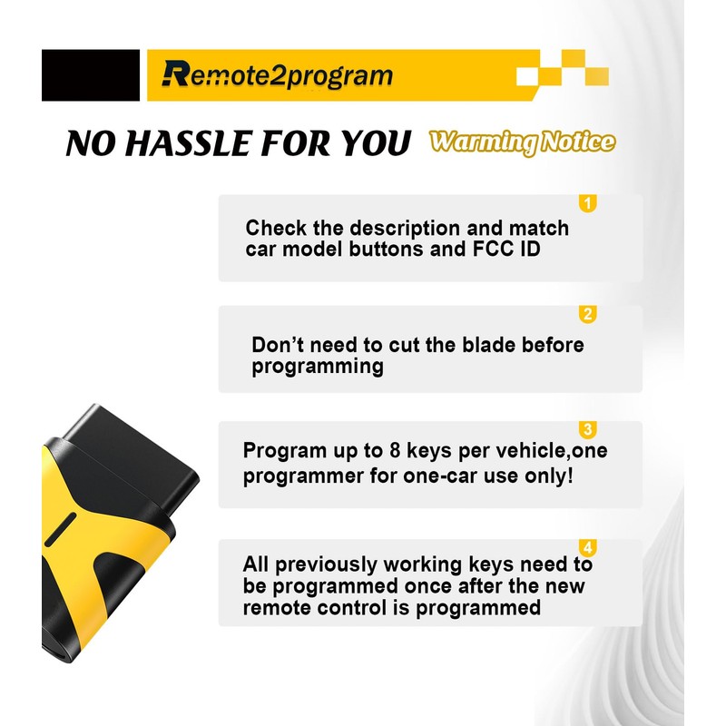 Remote2program Simple and Safe Self Programming Car Key Keyless Entry