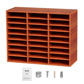 27 Compartment Medium Density Fiberboard Literature Organizer Adjustable Shelves Wood File Cabinet for Office School Mail CenterDefault: Default