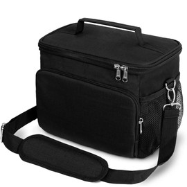 KANGSIT Large Lunch Bag, 10L Insulated Lunch Box Soft Cooler Cooling Tote for Adult Men Women (Black)