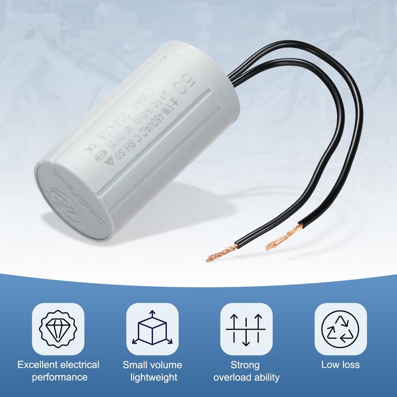 PATIKIL CBB60 50uF Running Capacitors, AC 450V 2 Wires 50/60Hz