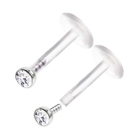 KJM Fashion Surgical Steel Labret Monroe 0.8 mm 20 g Lip Earrings Pack of 2, Acrylic
