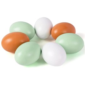 SallyFashion 7 huevos falsos de madera, 3 colores de madera falsos huevos de anidación de pollo para manualidades, decoración del hogar