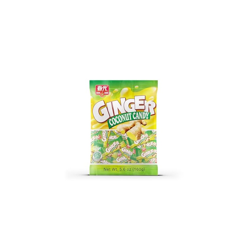 CHUN GUANG Ginger Coconut, Halal Hard Candy, Individually Wrapped, 5.6