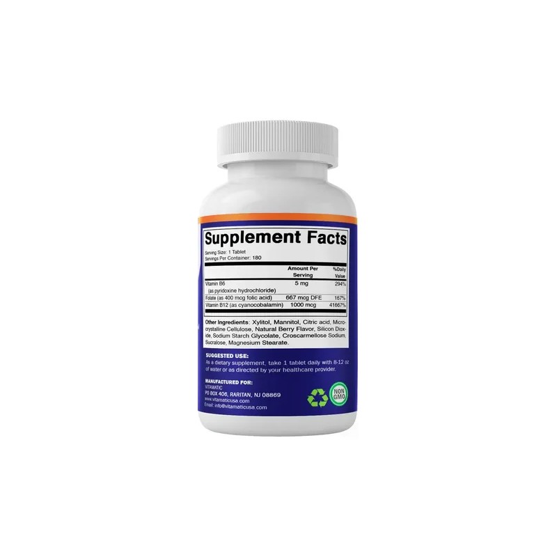 Vitamatic Ácido Fólico B12 B6 180 Tabletas Disolución Rápida