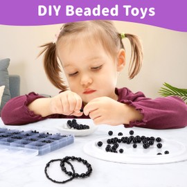 Black Beads Round Faux Pearl Glass Beads 4, 6, 8, 10mm Craft Beads for Threading DIY for Jewellery Making Necklace Bracelets Jewellery Crafts (Pack of 1890)