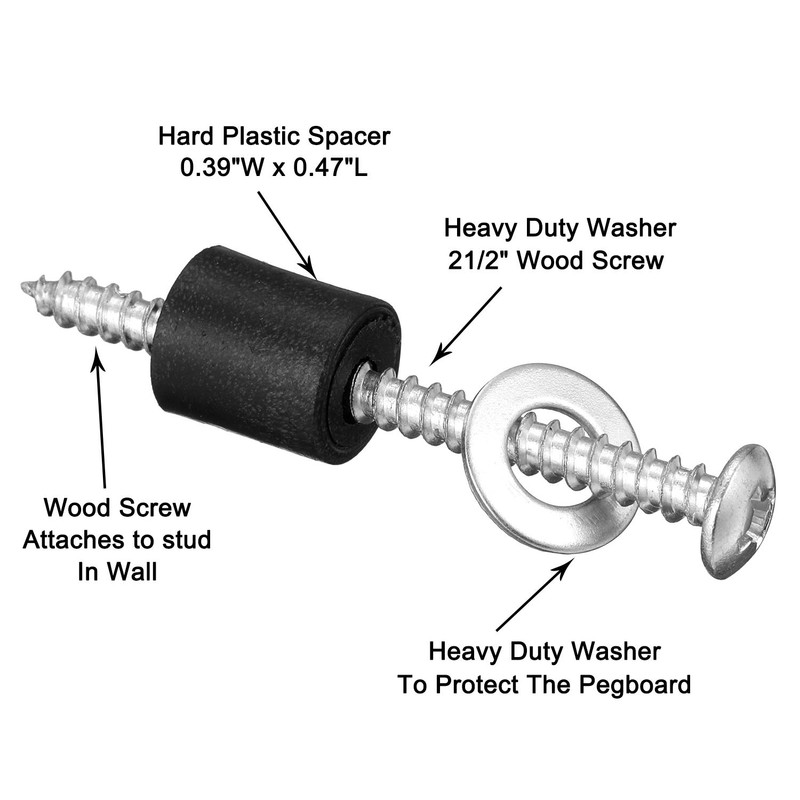 Pegboard Mounting Kit, Includes Screws, Spacers and Washers for 1/8-Inch