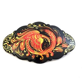Large Hair Clip Hand Painted Barrette with Firebird