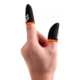 Finger Sleeves Breathable Touchscreen for Mobile Games V1 (6pcs) Profesional Finger Gloves Gamer PUGB Free Fire COD (Black/Orange)