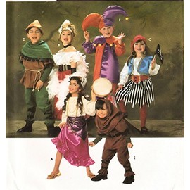 Simplicity vintage sewing pattern 7294 Child's costumes: Robin Hood, Can-can girl, jester, pirate, Gypsy, hunchback - Size S-L
