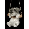 Dog Figurine Schnauzer Puppy Hanging Swing in a Swing Animal