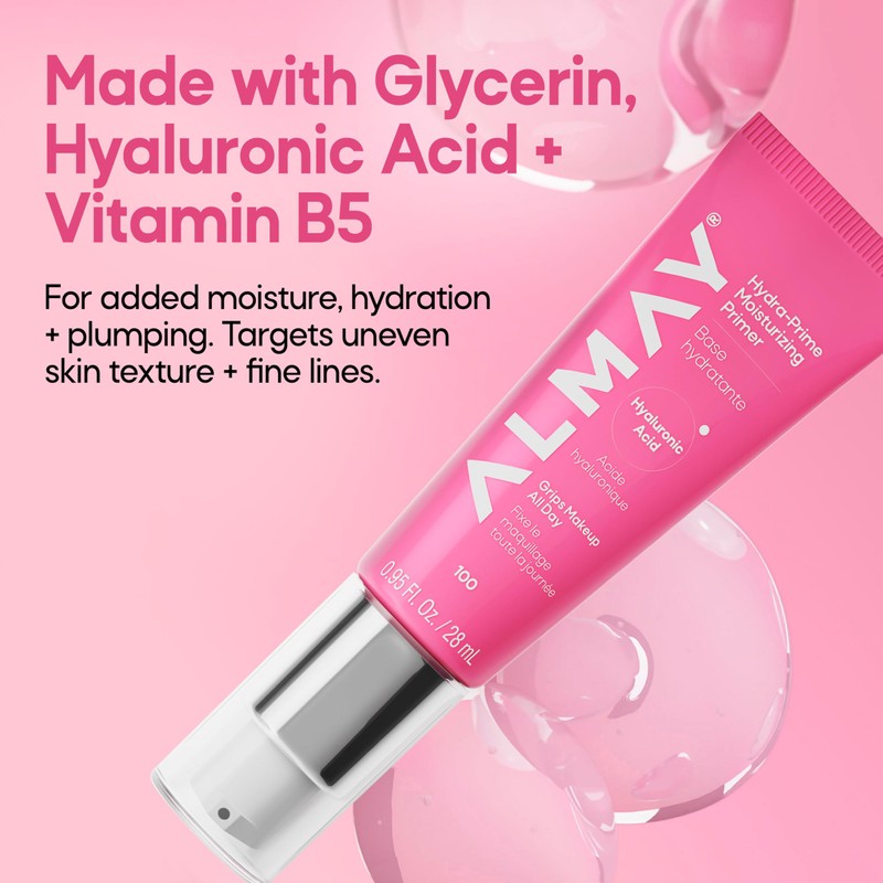 Almay Hydra-Prime™ Moisturizing Primer, Hydrating, Long-Lasting Makeup, Cruelty-Free, Skin-Smoothing, 100,