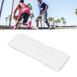 Temple Tape Headbands Sweat Absorbing Fitness Headband Elastic Polyester Cotton Headband for Sports Running(white)