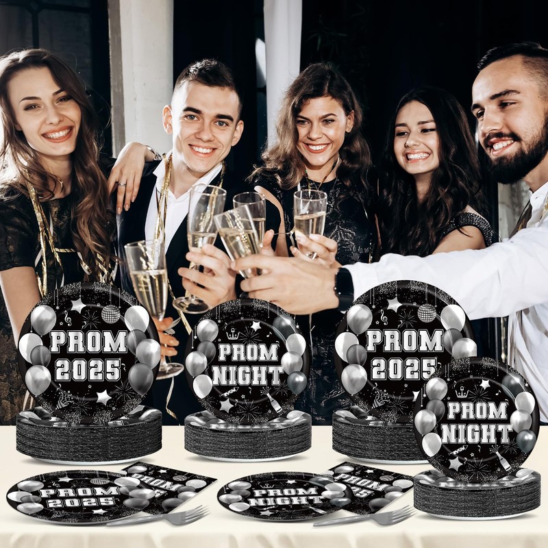 200pcs Prom Night Party Supplies Decoration 2025 Graduation Plates Napkins