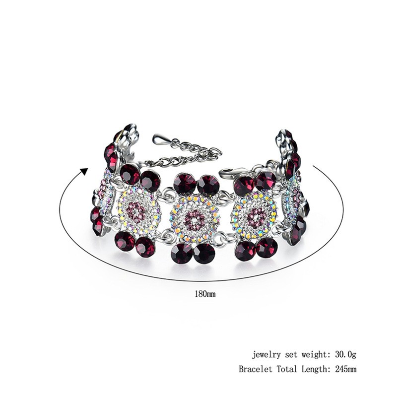 Women Fashion Classical Elegant Alloy Rhinestone Flower Bracelet Jewelry