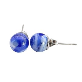 Handmade Murano Glass Earrings, Murano Glass Jewellery from Venice Italy, Silver Plated Glass Stud Earrings, Dainty 0.8cm/8mm
