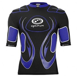 Optimum Junior Inferno Rugby Protective Top Shoulder Pads, Black/Blue, Small Boys (XXS)