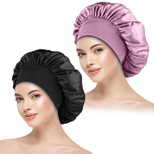 Gorros para Regadera Ajustable (2PCS),Gorro Pelo Rizado Reutilizable Para Mujer,
