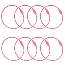 Mini Skater 8Pcs Wire Keychain Cables Key Rings Travel Luggage Tags Steel Loops for Keys Cards Dog Collars Cruise Accessories (Pink, 6 Inch)