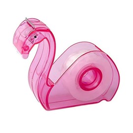 Hibucuo Cute Tape Dispenser Desktop, Cartoon Flamingos Tape Holder Portable Tape Cutter Kids School Office Accessory Tape 3/4 Inch Pink