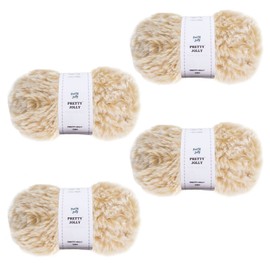 Pretty Jolly 4 Balls of Faux Fur Yarn, Super Soft Chunky Yarn, Fluffy Yarn for Crocheting, Knitting, Eyelash Yarn, Polyester Yarn (Ginger)