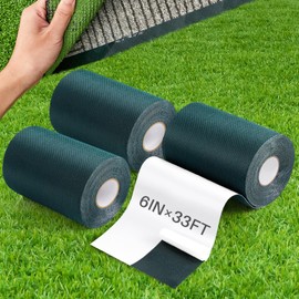 Gersoniel 3 Rolls 6 in x 33 ft Artificial Turf Tape Artificial Grass Self Adhesive Turf Seam Tape for Artificial Lawn Carpet Jointing, Indoor Outdoor Rug, Pet Grass Mat Connecting