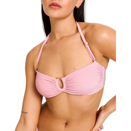 Modibodi Swimwear for Women -Bikini Shimmer tie Back Bandeau Top Peony Pink 10/S